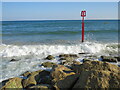 SZ0789 : Groyne marker at Branksome Dene Chine, Bournemouth by Malc McDonald