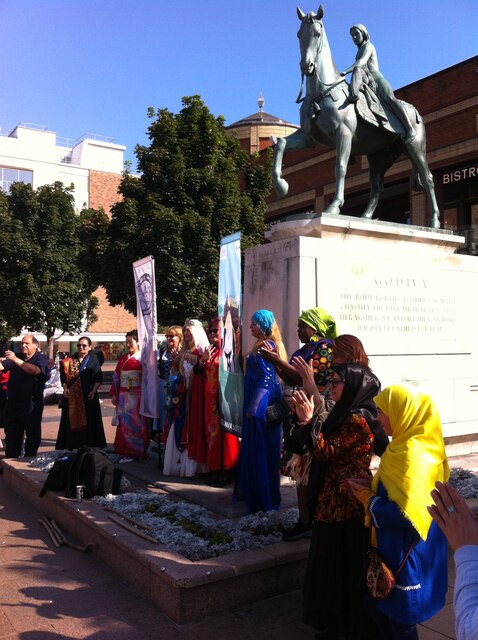 Godiva Sisters at the Godiva Statue, Broadgate, Coventry