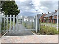 SP3165 : Gates to Network Rail site beside De Normanville Avenue, Royal Leamington Spa by Robin Stott