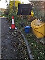 ST3395 : Yellow salt/grit box, Church Road, Llandegveth by Jaggery