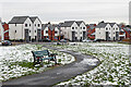 SJ9101 : Park bench and  housing near Oxley in Wolverhampton by Roger  D Kidd