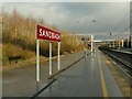 SJ7361 : Sandbach station sign by Stephen Craven