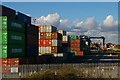 TM2832 : Port of Felixstowe: container park seen from Landguard Fort Left Battery by Christopher Hilton