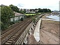 SX9372 : River Teign foreshore, railway and rugby ground, Teignmouth by Robin Stott