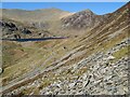 SH6962 : Scree slope and Ffynnon Llugwy by Jonathan Wilkins