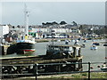 SH4762 : Big ship at the Aber, Caernarfon by Christine Johnstone