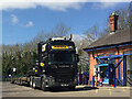 SP2865 : Low loader at Warwick station, Sunday lunchtime by Robin Stott