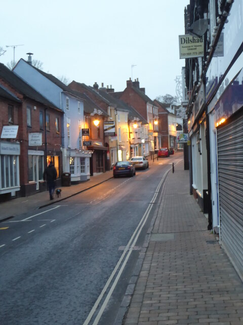 Droitwich High Street at dusk