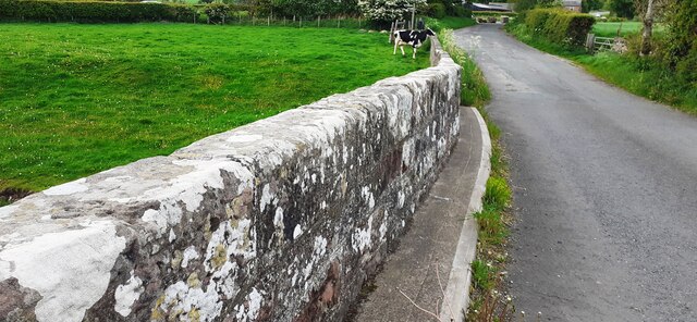 West parapet of Belah Bridge which takes an old road over River Belah