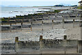 SH5700 : Groynes at Tywyn by Stephen McKay