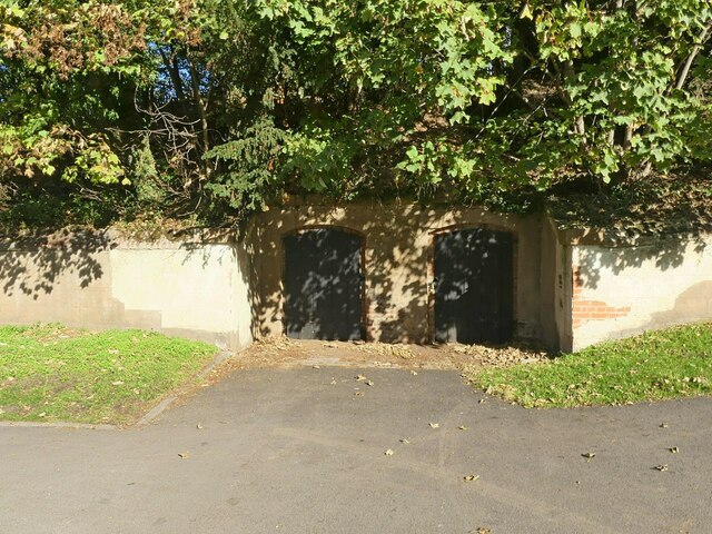 Retaining wall below the ice house near the stable block, Wollaton Hall