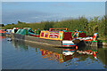 SK1410 : Moored working boats near Huddlesford in Staffordshire by Roger  D Kidd