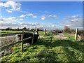 SJ7851 : Public footpath on track approaching M6 by Jonathan Hutchins