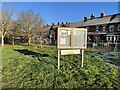 SJ9323 : Noticeboard at east end of Coton Fields Allotments by Jonathan Hutchins