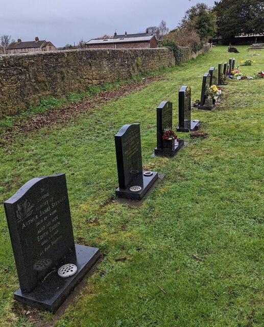 Row of black headstones, Caerwent