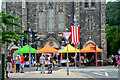 NT2540 : Stalls on Eastgate, Peebles by Jim Barton