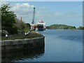 SJ4077 : 'Fuldaborg' at a wharf on the Manchester Ship Canal by Christine Johnstone