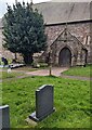 SO3438 : Tree and church porch, Peterchurch, Herefordshire by Jaggery