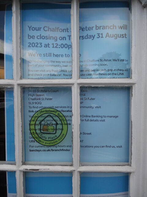 Closure Notice at Barclays Bank branch, Chalfont St Peter