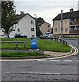 ST3091 : Blue litter bin on a Malpas corner, Newport by Jaggery