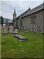 SO3010 : Headstones and church, Llanellen, Monmouthshire by Jaggery