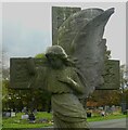 SE3334 : Close view of the angel for Olive Bark, Harehills Cemetery, Leeds by Humphrey Bolton