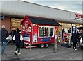 SJ8644 : Lions Club Christmas cart outside Tesco by Jonathan Hutchins