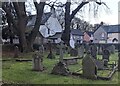 ST3093 : Headstones and trees, Llantarnam, Cwmbran by Jaggery