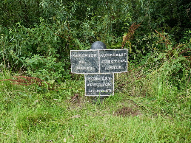 Shropshire Union Canal mile marker at Pendeford