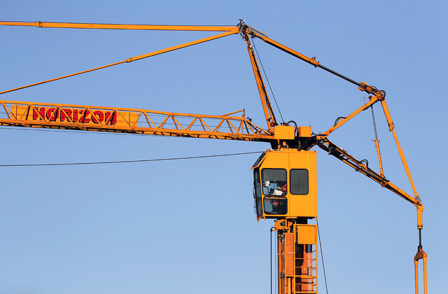 A tower crane at the new Galashiels Academy construction site