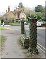 TQ0447 : Albury - Wooden Bollards by Colin Smith