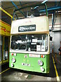 TQ4585 : An Ipswich Open Top Bus inside Barking Bus Garage by David Hillas