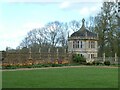 ST5017 : Tulips and a pavilion, Montacute House gardens by David Smith