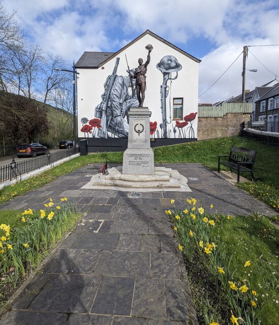 Abertillery War Memorial and War Memorial Mural