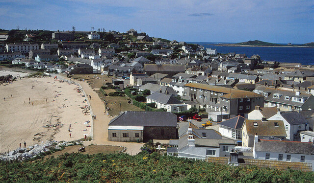 View over Hugh Town from Buzza Tower, 1998