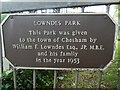 SP9501 : Metal Plaque at Lowndes Park by David Hillas