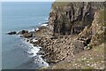 SR9692 : Cliff, side of cleft below St Govan's Chapel by M J Roscoe