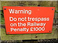 SP7901 : Warning Notice by railway line near Saunderton by David Hillas