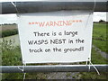 ST3433 : Wasps Nest Warning Notice in Lake Wall by David Hillas