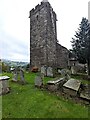 SO3220 : Memorial bench alongside the church tower, Llanvihangel Crucorney, Monmouthshire by Jaggery