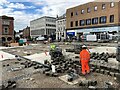 SK3871 : Recobbling Chesterfield Market Square by Jonathan Clitheroe