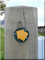 SH6168 : Footpath waymark disc, Llanllechid by Meirion