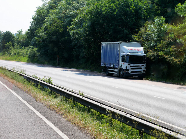 Goods vehicle in a layby on the westbound A30 near Middlehill