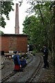 NZ2513 : Tees Cottage Pumping Station - miniature railway and chimney by Chris Allen