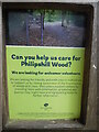 TQ0194 : Information Poster at Philipshill Wood (4) by David Hillas