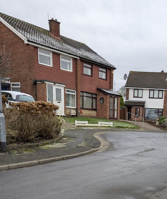 Partly frosted roofs, Pinewood Close, Malpas, Newport