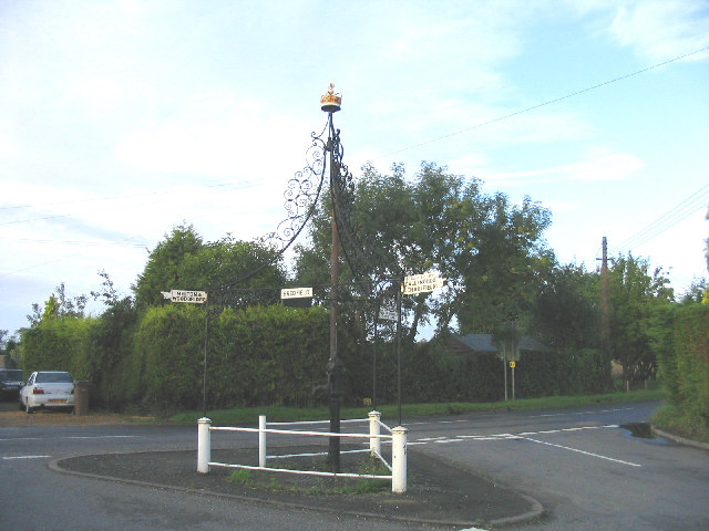 Village Pump and Road Signs, Boulge, Suffolk