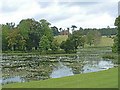 SP6737 : Lake at Stowe Landscape Garden with Temple in distance by Christine Matthews