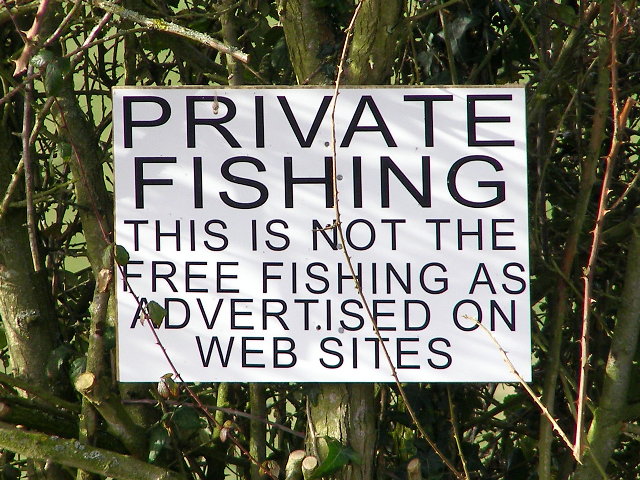 Information-age Private Fishing sign