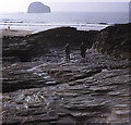 SX0486 : Old cart track at Trebarwith by Trevor Rickard